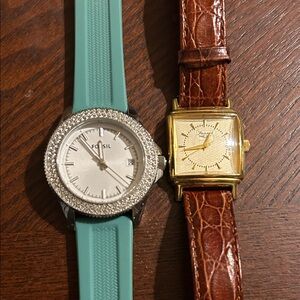 Fossil Stainless Steel & Gold Toned Watch - Women’s - Lot of 2 - Untested